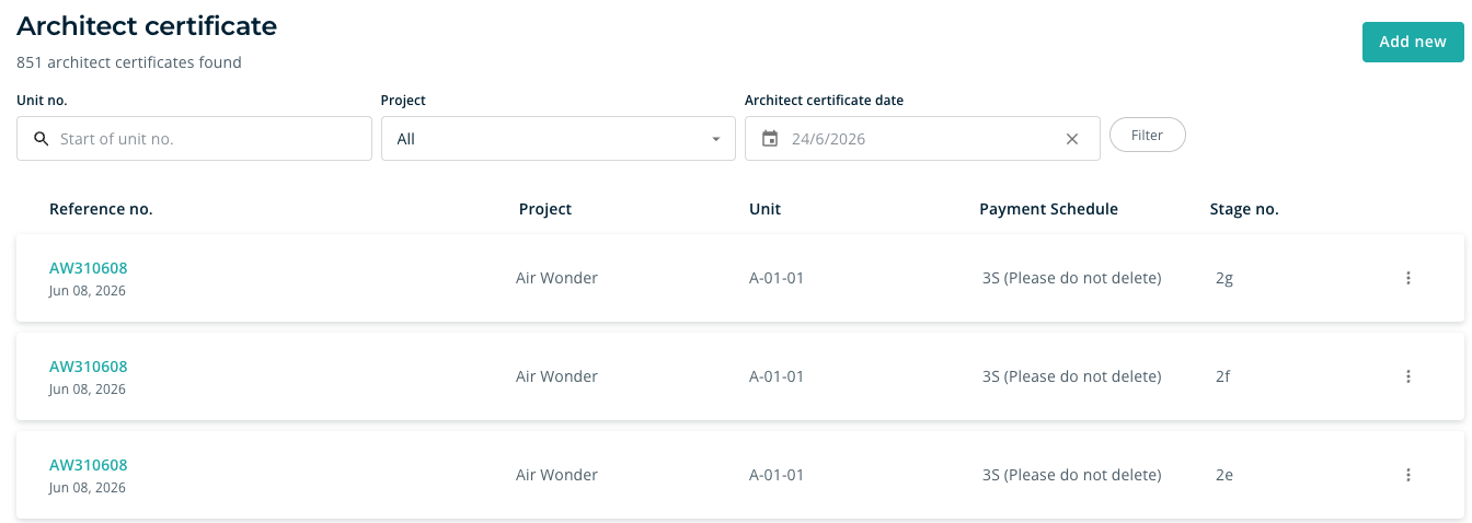 Architect Certificate