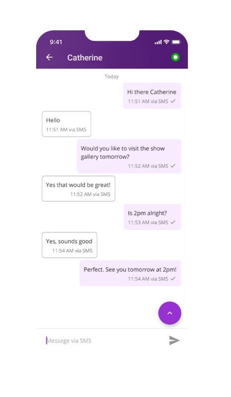 A WhatsApp Business API conversation with a buyer, tracked inside SalesCandy.