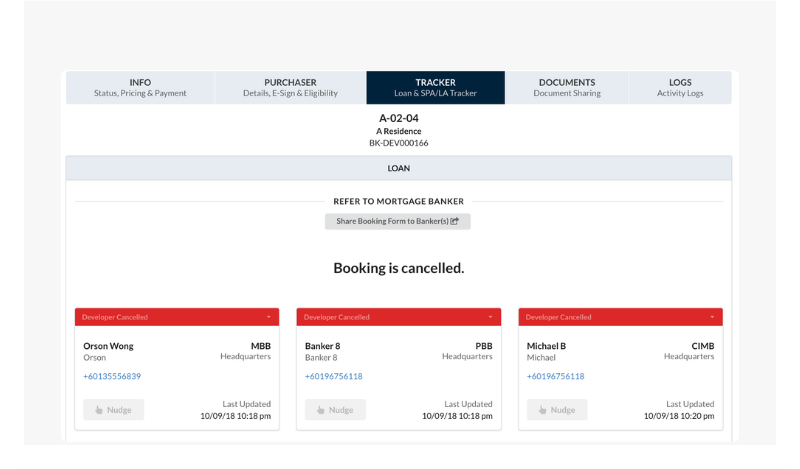 Loan statuses tracked automatically in MHub through direct bank integration.