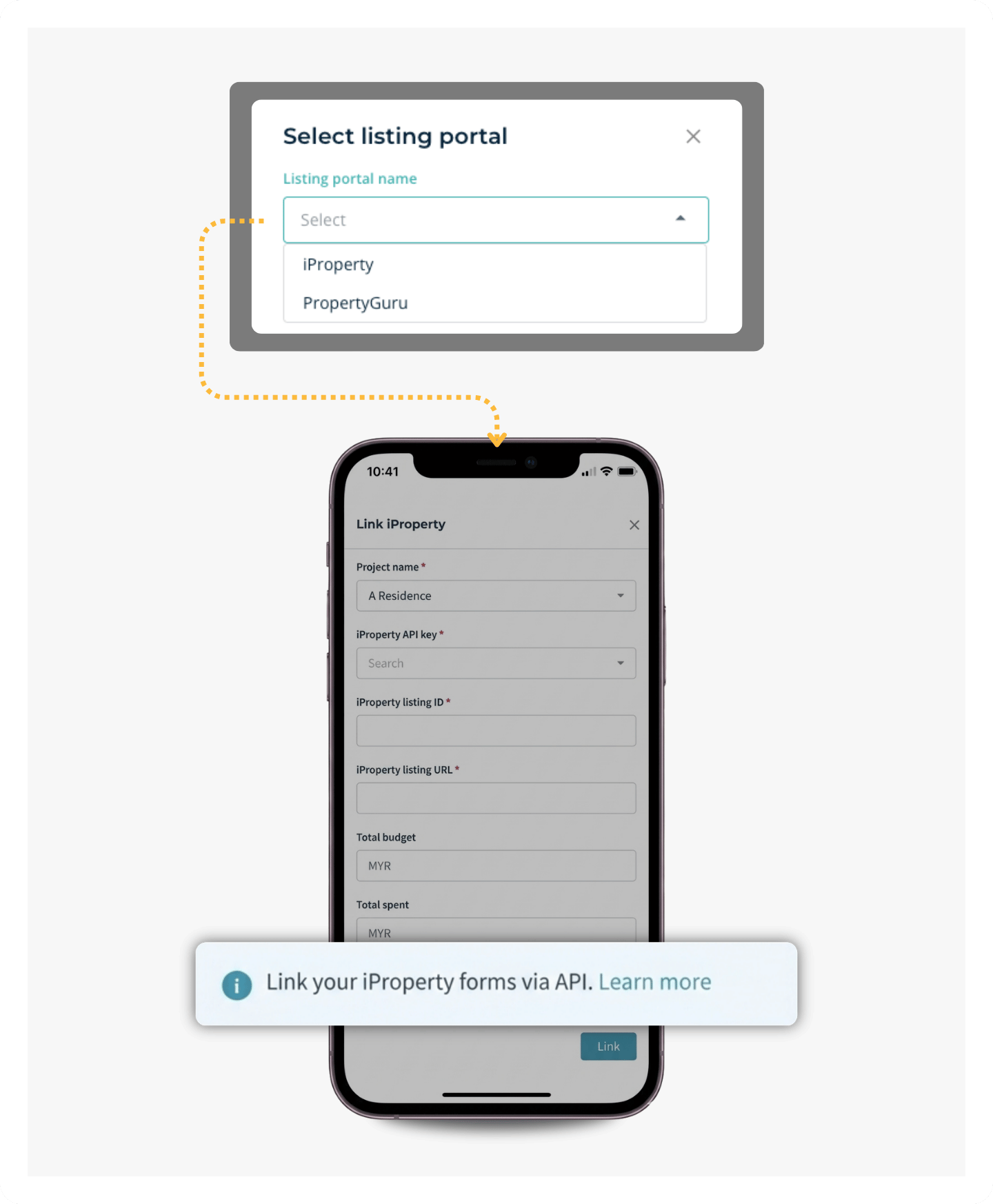 MHub CRM syncing property listings to PropertyGuru and iProperty automatically.