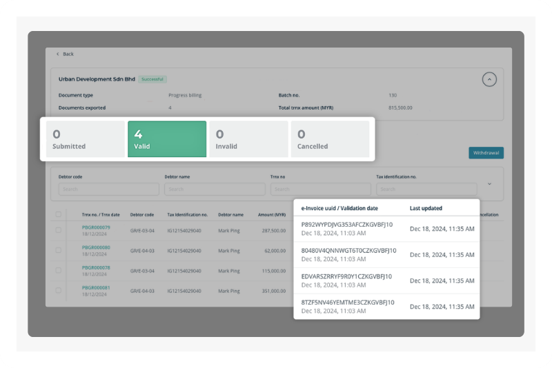 Real-Time Validation Tracking